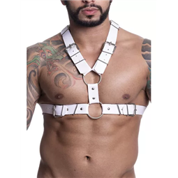 HARNESS EM COURO SINTTICO BRANCO - HX001B