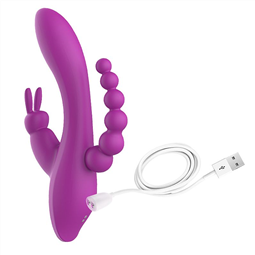 VIBRADOR 3X1 PONTO G, CLITRS E ANAL ROXO - 7398